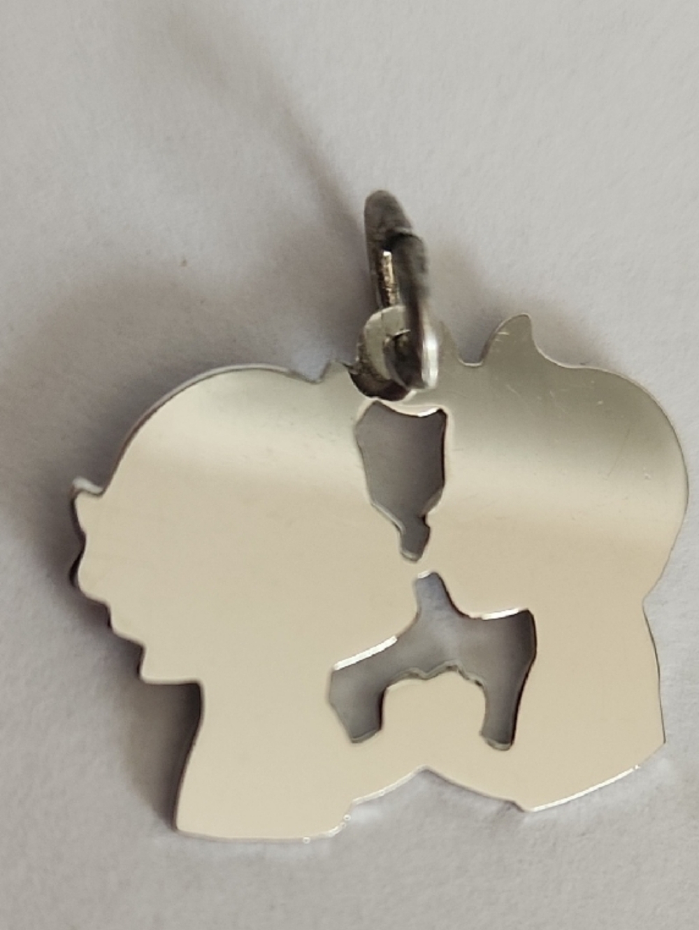 Sterling Silver Vintage Kissing Children Pendant Charm